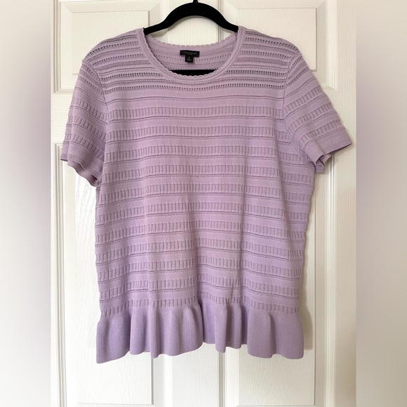 Ann Taylor Tops - 💜 Ann Taylor |  Lavender | Pointelle Knit Top with Ruffled Peplum Hem